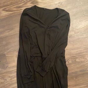 V-Neck Long Sleeve Black Jumpsuit